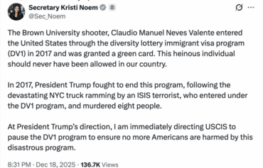 EE.UU. pausa programa de visas DV1 tras encontrar al sospechoso de tiroteo en Universidad de Brown