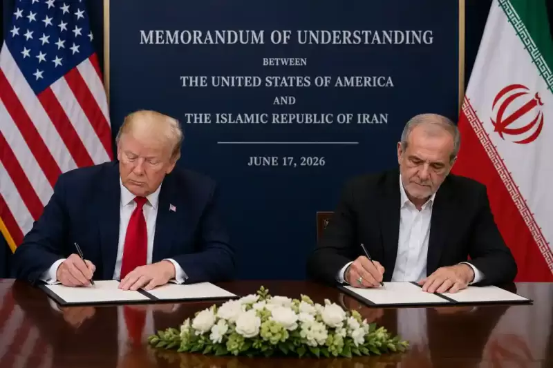 Presidentes de EE.UU. e Irán firman memorando de entendimiento.