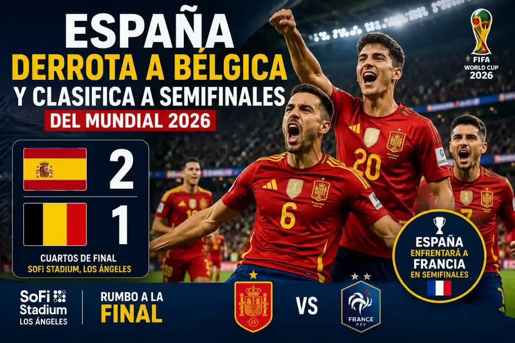 España derrota a Bélgica y clasifica a semifinales del Mundial 2026 para enfrentar a Francia