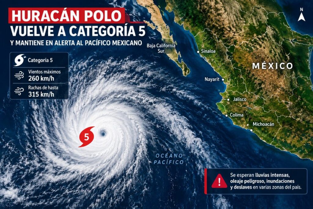 Huracán Polo vuelve a categoría 5