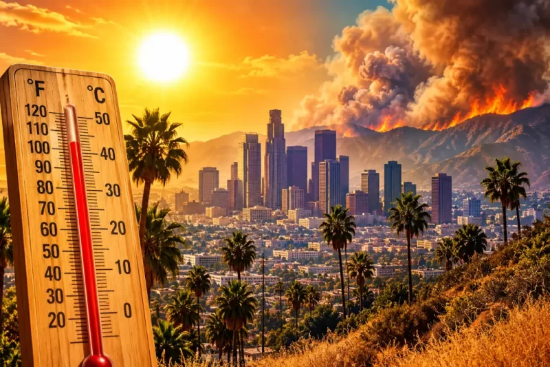 La temperatura se acerca a los 100°F (38°C) en Los Ángeles.