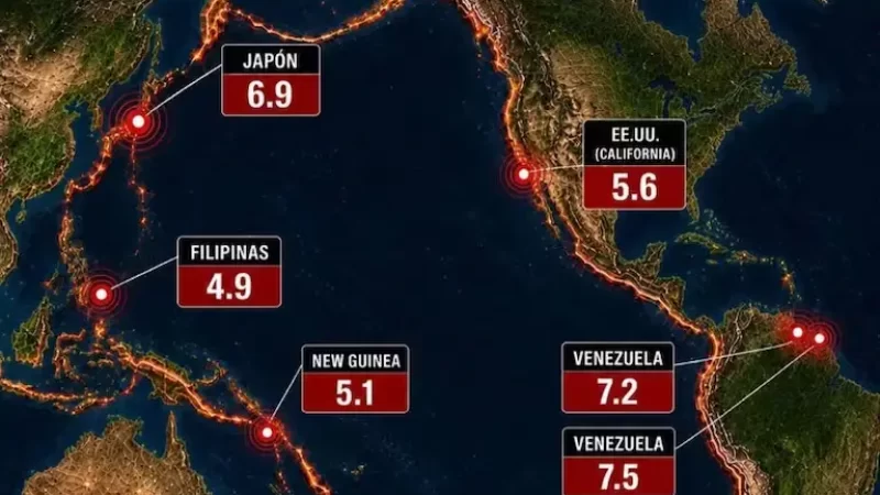El Cinturón de Fuego del Pacifico es una franja que rodea casi todo el Océano Pacífico, que alberga el 75 % de los volcanes del planeta y responsable del 90 % de los terremotos del mundo.
