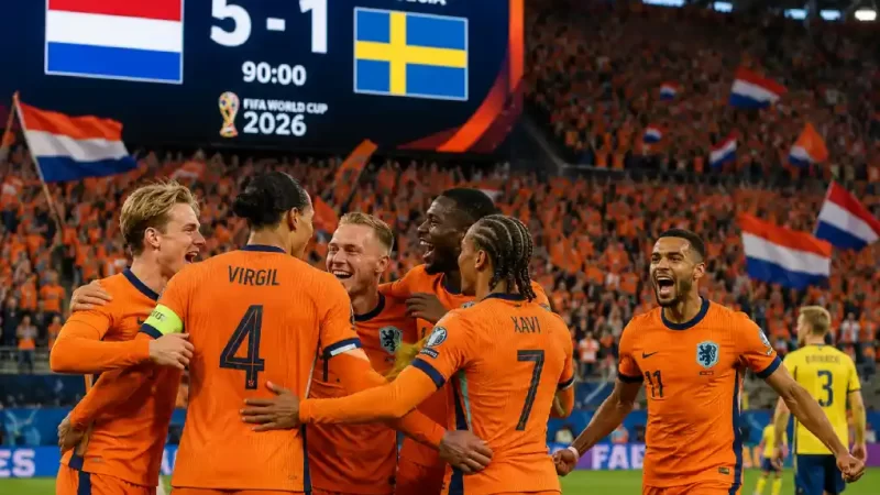 Contundente victoria 5-1 de Países Bajos contra Suecia.
