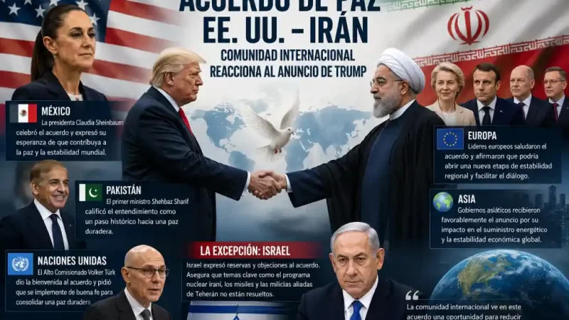 Comunidad internacional ve positivo que se firme la paz entre Irán y Estados Unidos.