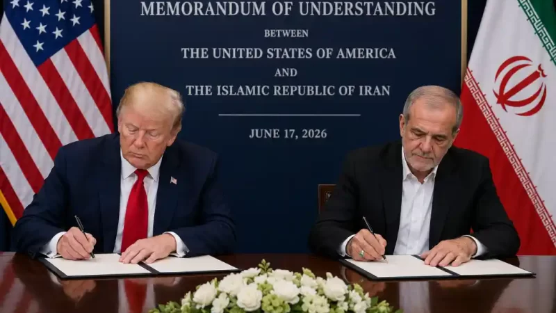 Presidentes de EE.UU. e Irán firman memorando de entendimiento.